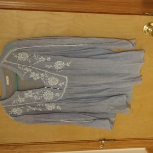 Blue and white gauze top